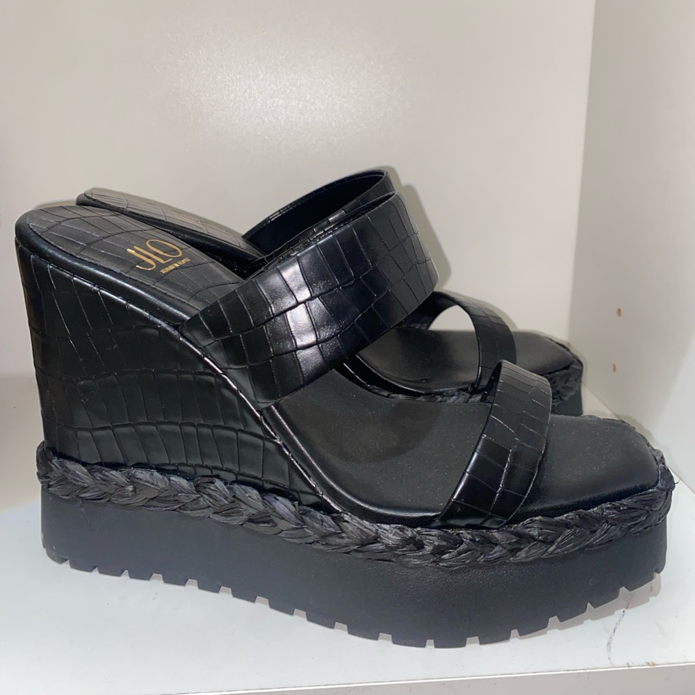 Black goth wedges 9.5